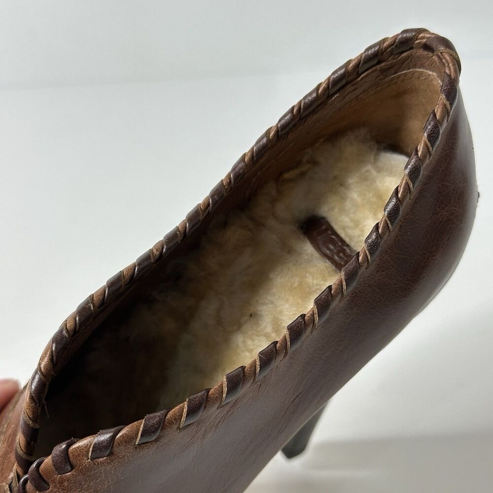 UGG Brown Leather Platform Ankle Pumps - Picture 14 of 16